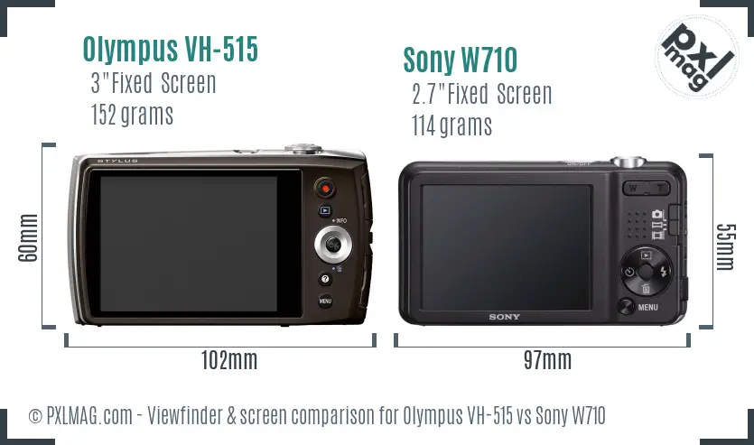 Olympus VH-515 vs Sony W710 Screen and Viewfinder comparison