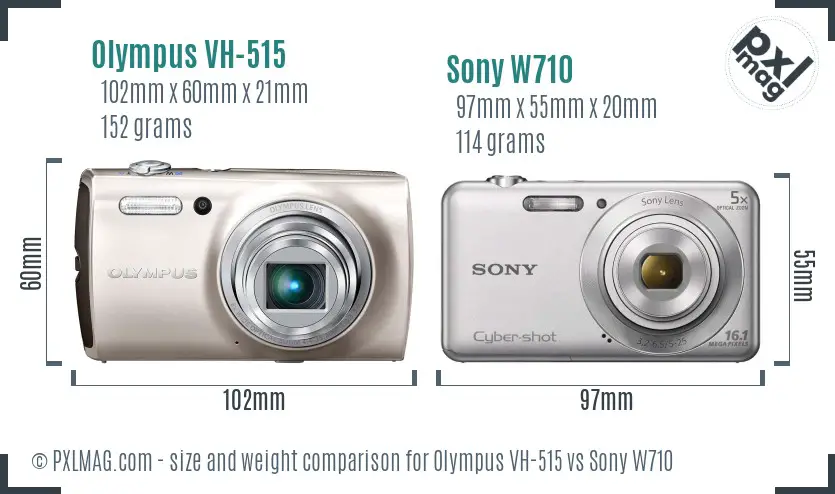 Olympus VH-515 vs Sony W710 size comparison