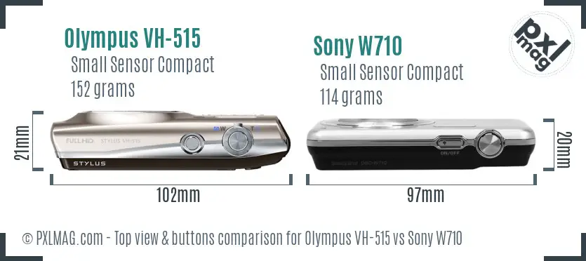 Olympus VH-515 vs Sony W710 top view buttons comparison