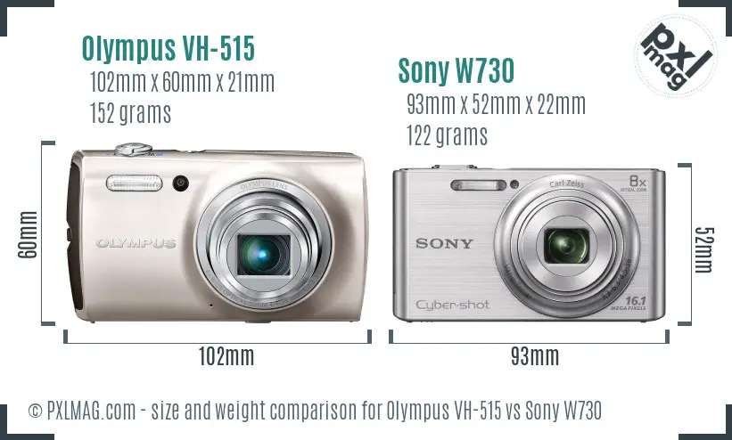 Olympus VH-515 vs Sony W730 size comparison