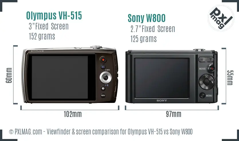 Olympus VH-515 vs Sony W800 Screen and Viewfinder comparison