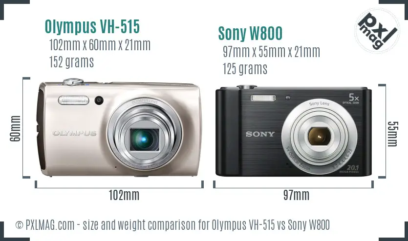 Olympus VH-515 vs Sony W800 size comparison