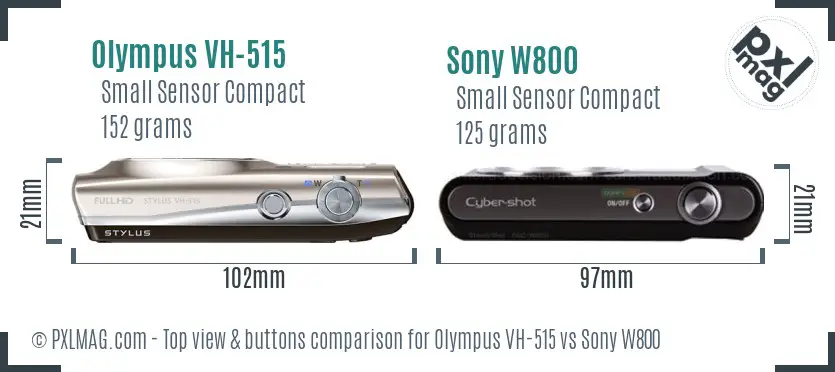 Olympus VH-515 vs Sony W800 top view buttons comparison