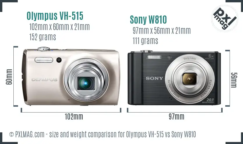 Olympus VH-515 vs Sony W810 size comparison