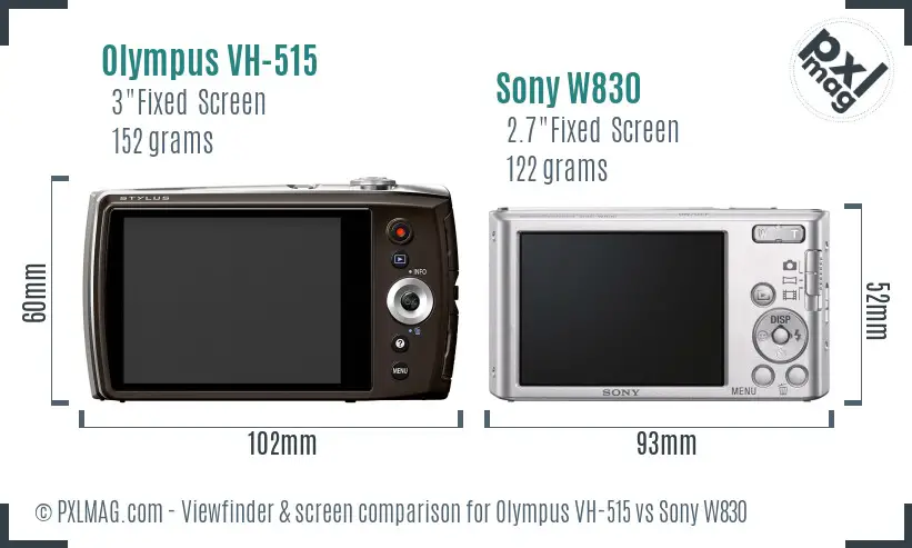 Olympus VH-515 vs Sony W830 Screen and Viewfinder comparison