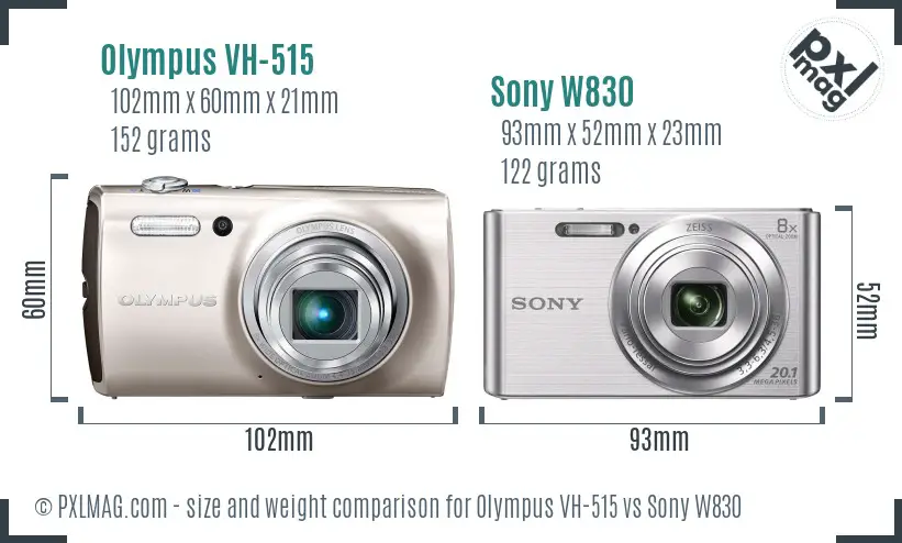 Olympus VH-515 vs Sony W830 size comparison