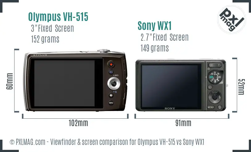 Olympus VH-515 vs Sony WX1 Screen and Viewfinder comparison