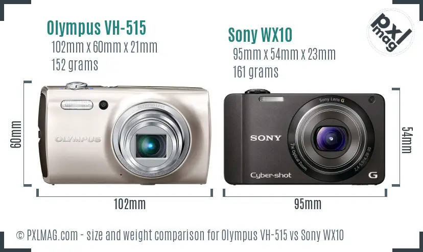 Olympus VH-515 vs Sony WX10 size comparison