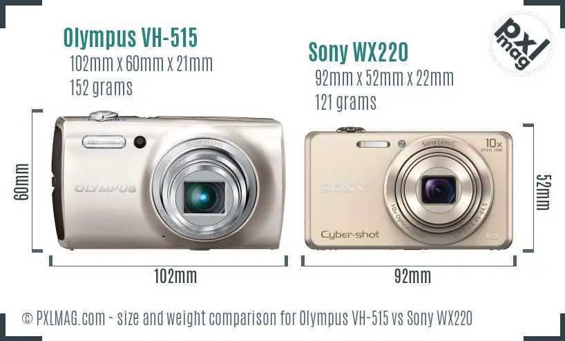Olympus VH-515 vs Sony WX220 size comparison