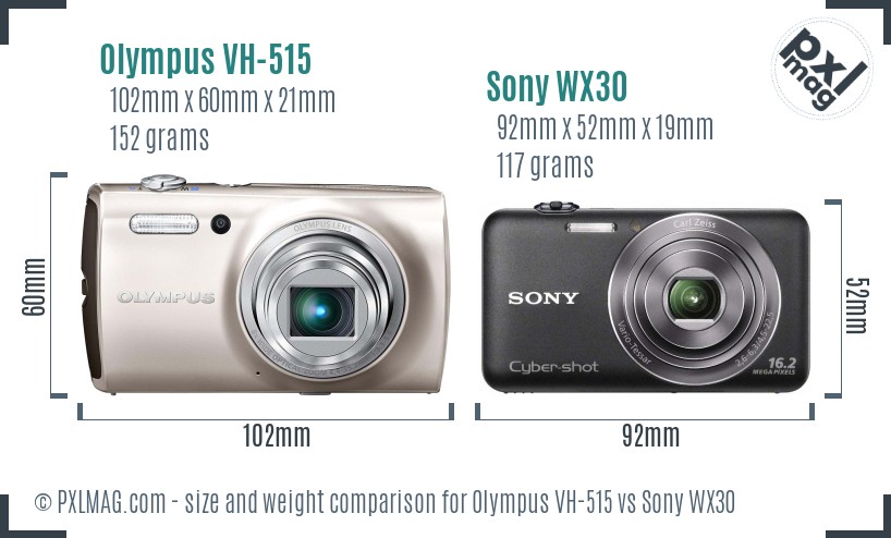 Olympus VH-515 vs Sony WX30 size comparison