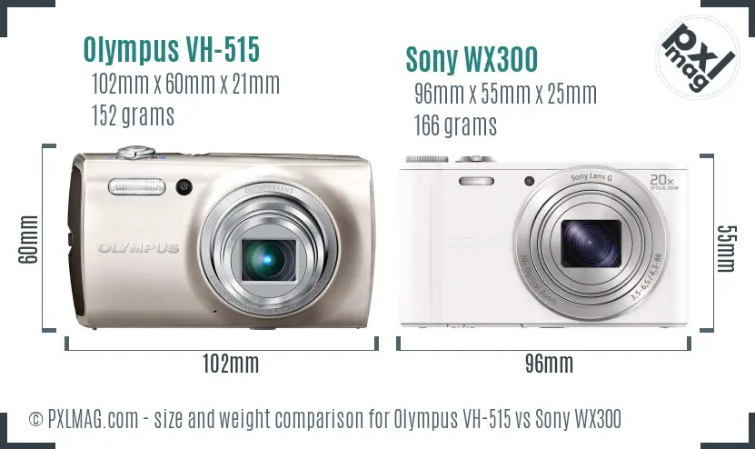Olympus VH-515 vs Sony WX300 size comparison