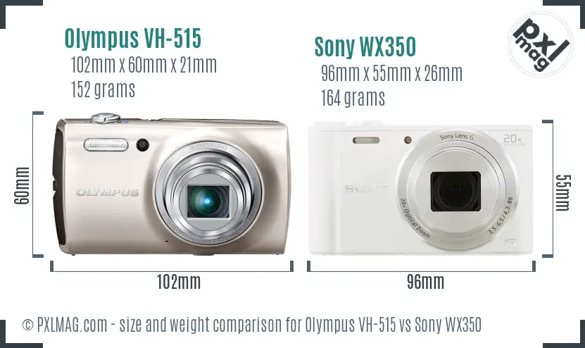 Olympus VH-515 vs Sony WX350 size comparison