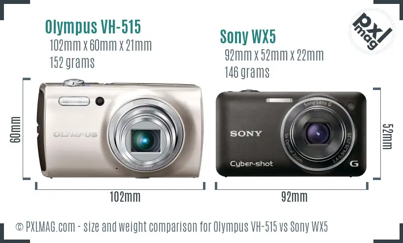 Olympus VH-515 vs Sony WX5 size comparison