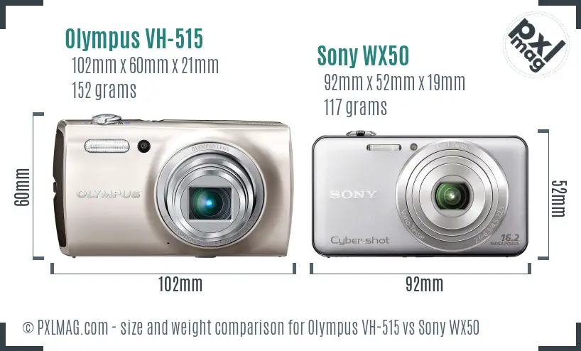 Olympus VH-515 vs Sony WX50 size comparison