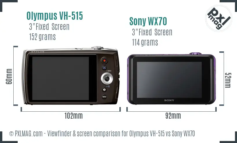 Olympus VH-515 vs Sony WX70 Screen and Viewfinder comparison