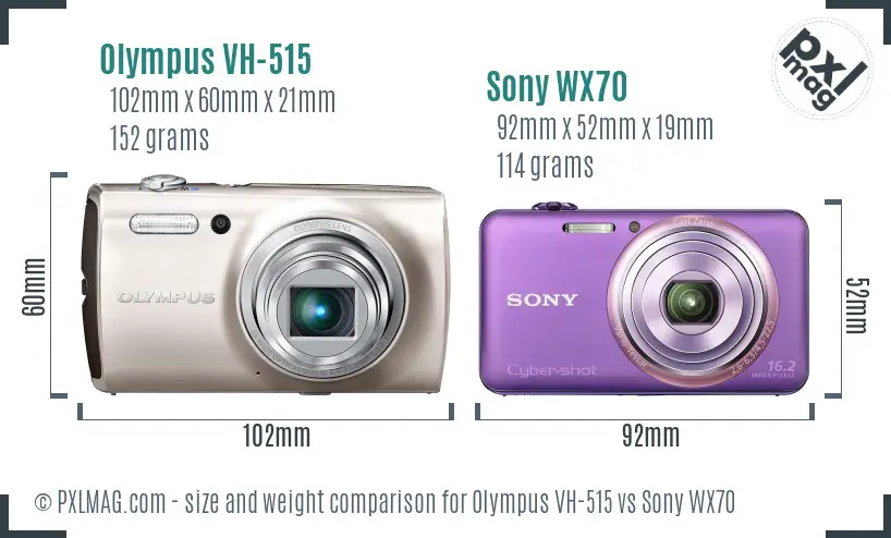 Olympus VH-515 vs Sony WX70 size comparison
