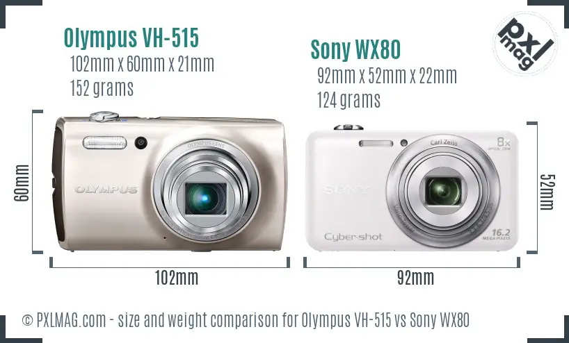 Olympus VH-515 vs Sony WX80 size comparison