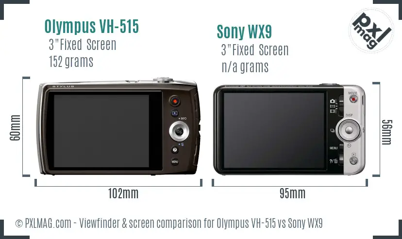 Olympus VH-515 vs Sony WX9 Screen and Viewfinder comparison