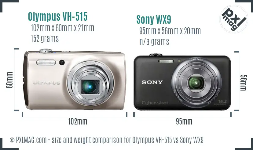 Olympus VH-515 vs Sony WX9 size comparison