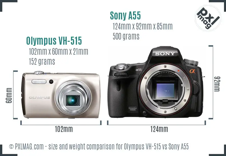Olympus VH-515 vs Sony A55 size comparison
