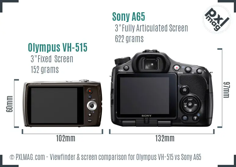 Olympus VH-515 vs Sony A65 Screen and Viewfinder comparison