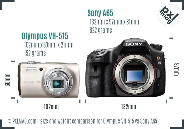 Olympus VH-515 vs Sony A65 size comparison