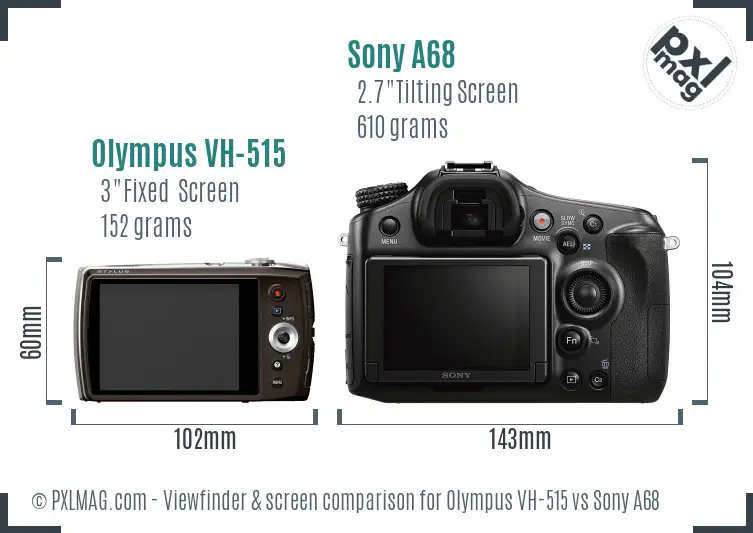 Olympus VH-515 vs Sony A68 Screen and Viewfinder comparison