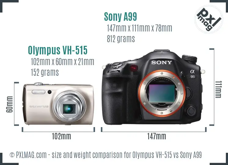 Olympus VH-515 vs Sony A99 size comparison