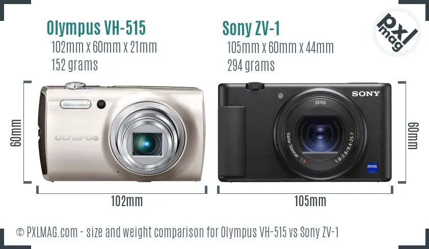 Olympus VH-515 vs Sony ZV-1 size comparison