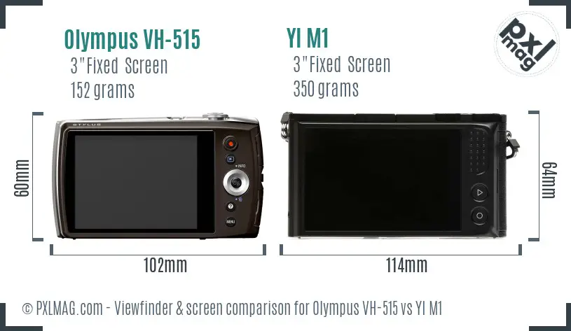 Olympus VH-515 vs YI M1 Screen and Viewfinder comparison