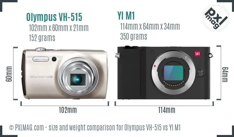Olympus VH-515 vs YI M1 size comparison