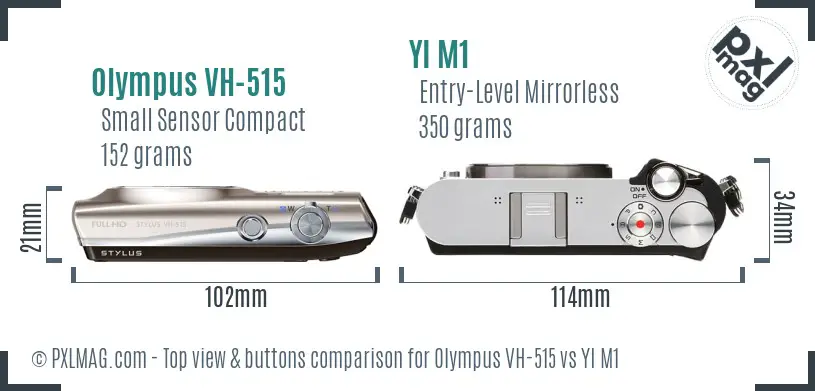 Olympus VH-515 vs YI M1 top view buttons comparison