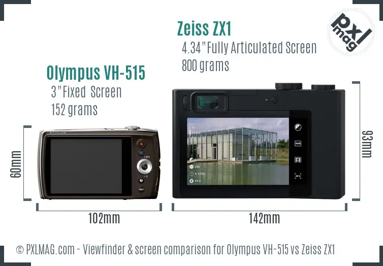 Olympus VH-515 vs Zeiss ZX1 Screen and Viewfinder comparison