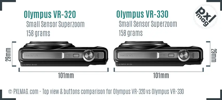 Olympus VR-320 vs Olympus VR-330 top view buttons comparison