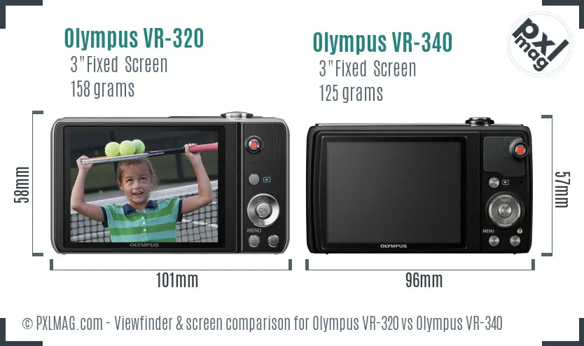 Olympus VR-320 vs Olympus VR-340 Screen and Viewfinder comparison