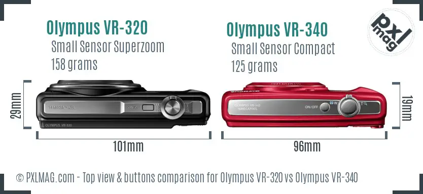 Olympus VR-320 vs Olympus VR-340 top view buttons comparison