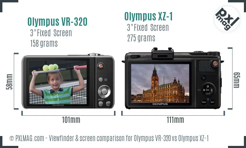 Olympus VR-320 vs Olympus XZ-1 Screen and Viewfinder comparison