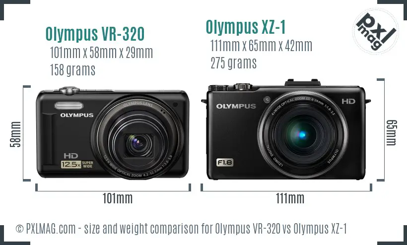 Olympus VR-320 vs Olympus XZ-1 size comparison