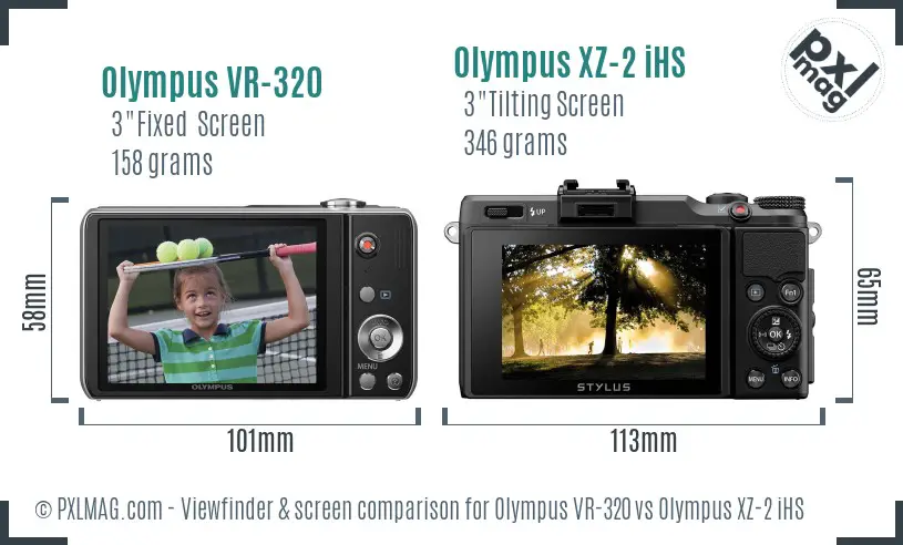 Olympus VR-320 vs Olympus XZ-2 iHS Screen and Viewfinder comparison