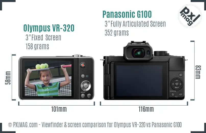 Olympus VR-320 vs Panasonic G100 Screen and Viewfinder comparison