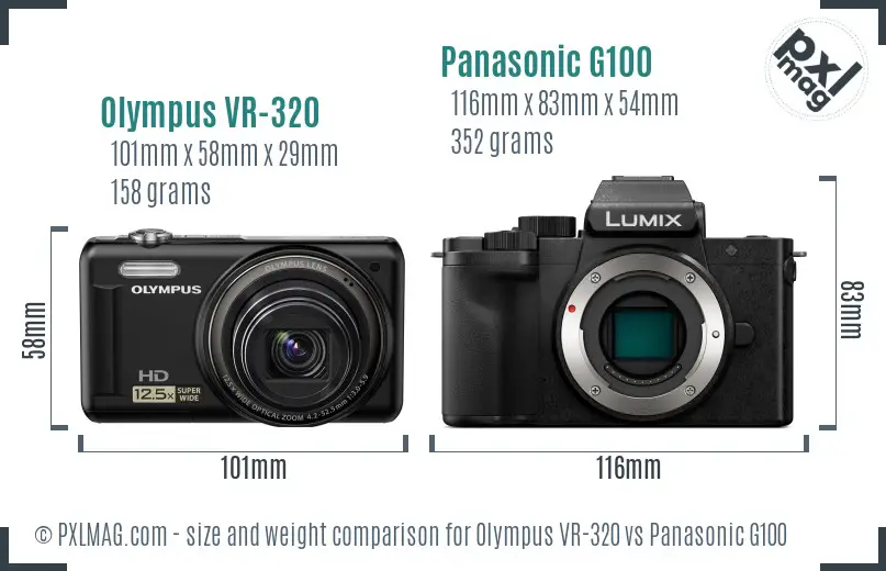 Olympus VR-320 vs Panasonic G100 size comparison