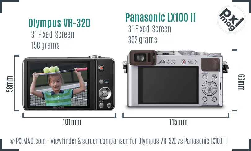 Olympus VR-320 vs Panasonic LX100 II Screen and Viewfinder comparison