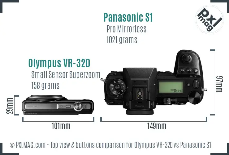 Olympus VR-320 vs Panasonic S1 top view buttons comparison