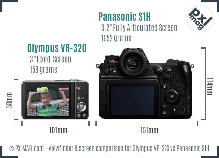 Olympus VR-320 vs Panasonic S1H Screen and Viewfinder comparison