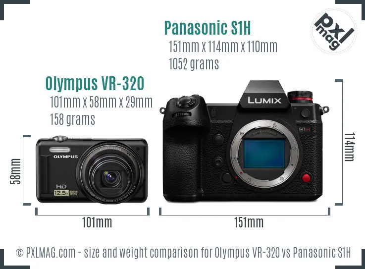 Olympus VR-320 vs Panasonic S1H size comparison