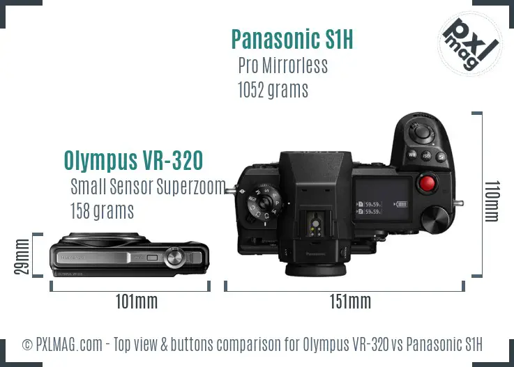Olympus VR-320 vs Panasonic S1H top view buttons comparison