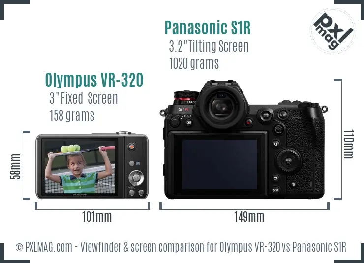 Olympus VR-320 vs Panasonic S1R Screen and Viewfinder comparison