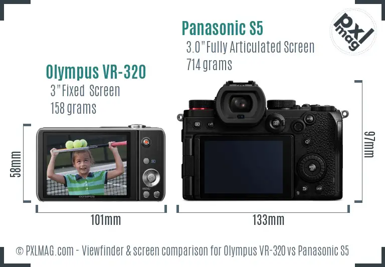 Olympus VR-320 vs Panasonic S5 Screen and Viewfinder comparison