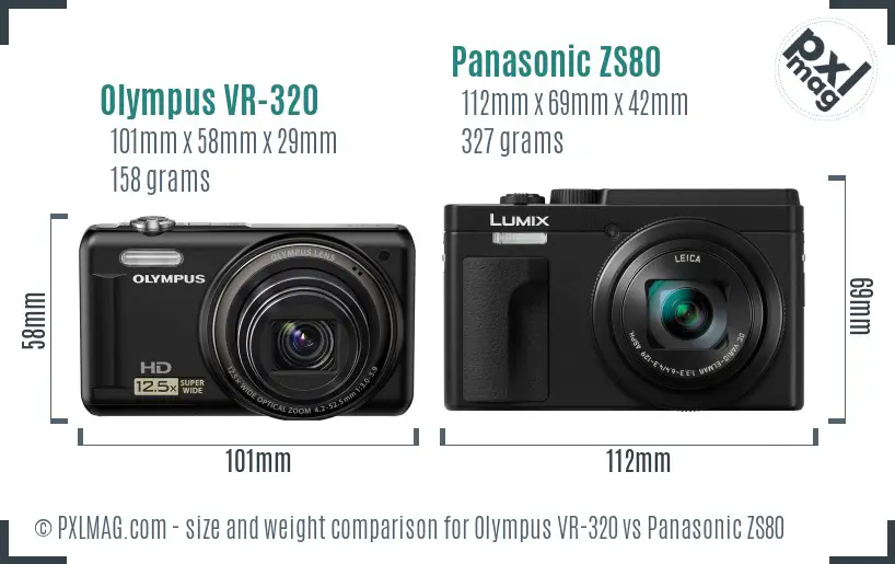 Olympus VR-320 vs Panasonic ZS80 size comparison