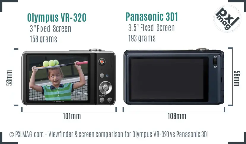 Olympus VR-320 vs Panasonic 3D1 Screen and Viewfinder comparison